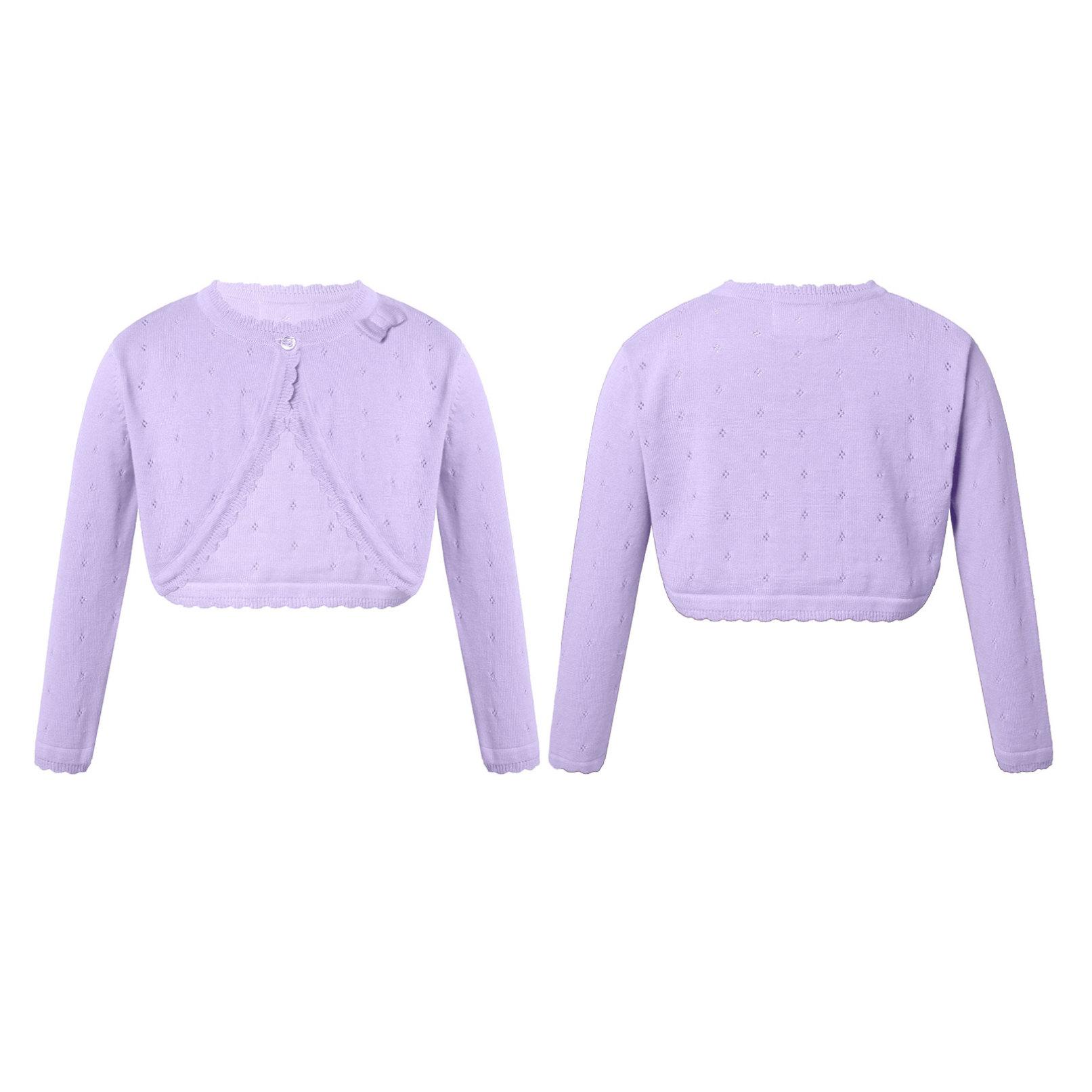 Daenrui Kinderen Meisjes Lange Mouw Gebreide Strik Decor Cardigan Shrug Truien Feestjurk Jas 7-8 Years