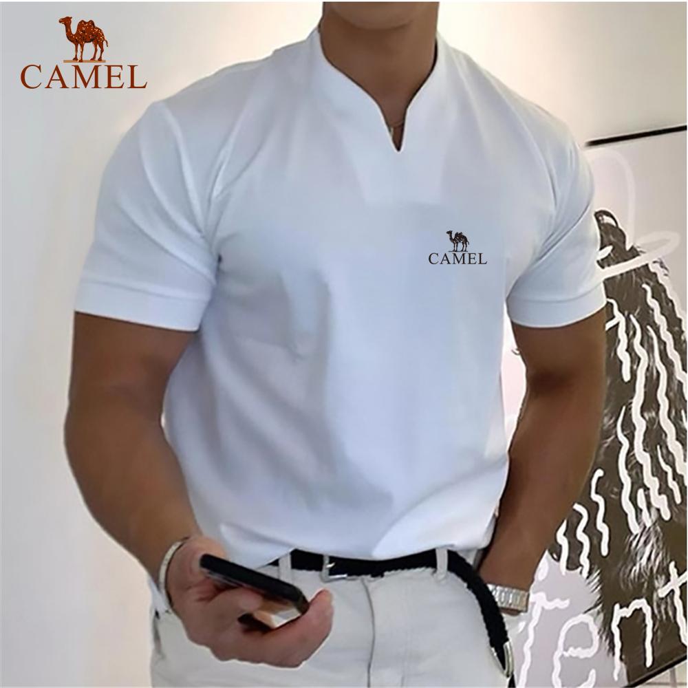 Camel Heren V-hals Hoogwaardig Katoen Geborduurd Poloshirt Lente/Zomer Nieuw T-shirt Met Korte Mouwen Casual Sport Ademend Kort 3XL