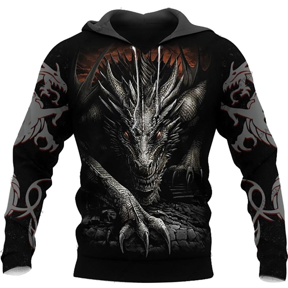ETST WENDY 005 Zwart-wit Tattoo Draak 3D Gedrukt Heren Hoodies Sweatshirts Unisex Streetwear Trui Casual Losse Jas Trainingspakken 4XL 5XL