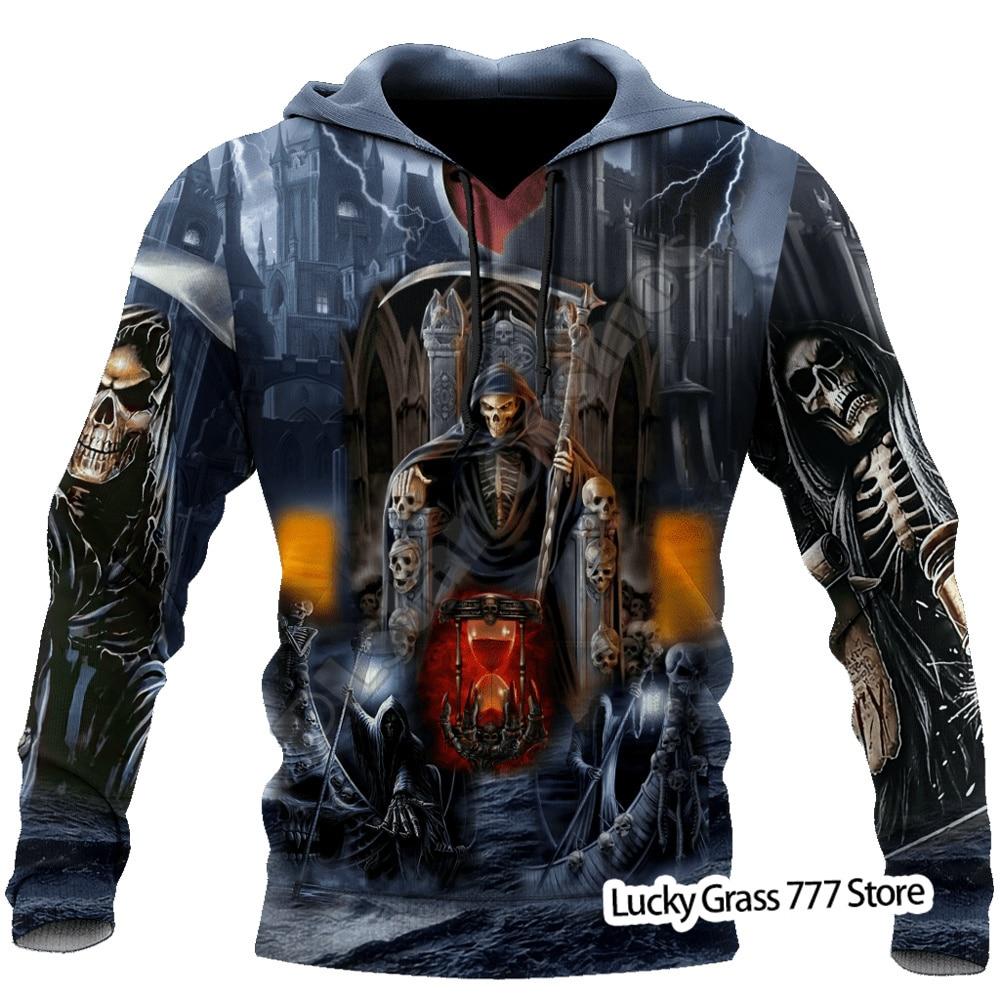 TIP723 Lente Herfst mannen Hoodies Sweatshirt 3D Print Reaper Schedel Engel En Demon Man Kleding Mode Toevallige Trui Mannelijke XXL
