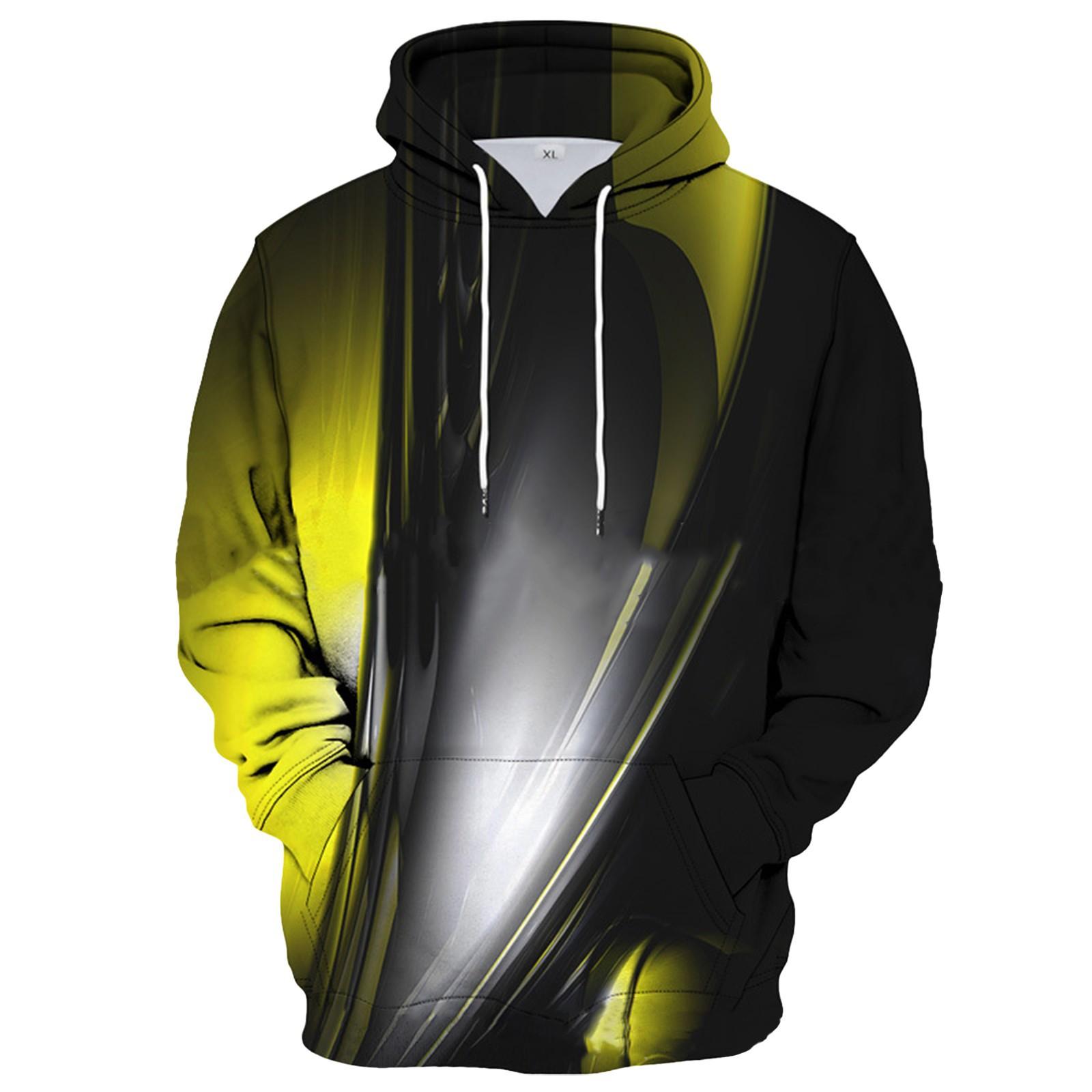 Niubiplus Los bedrukt sweatshirt met capuchon voor heren Casual mode-sportsweatshirt voor heren XL geel