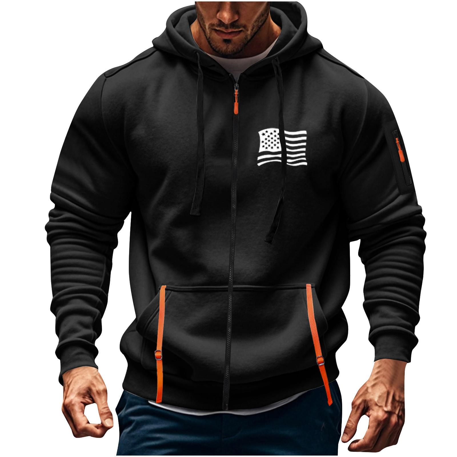 YaseHasaki Heren Sport Casual Hoodie Hoodie Cardigan Rits Multi-pocket Hoodie Jas XL zwart