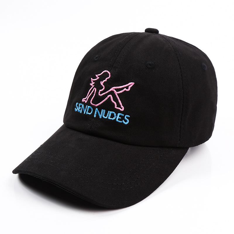 Shipin Brief SEND NUDES Snapback Cap Katoenen Baseball Cap Verstelbare Hip Hop Dad Hat Bone Garros Casquette pink women