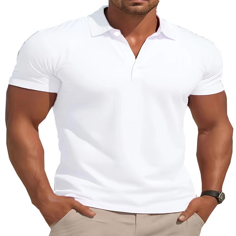 Bengbukulun Heren zomer effen poloshirt met snelle droging, modieus en comfortabel, korte mouwen, veelzijdig, geschikt om uit te gaan 3XL wit