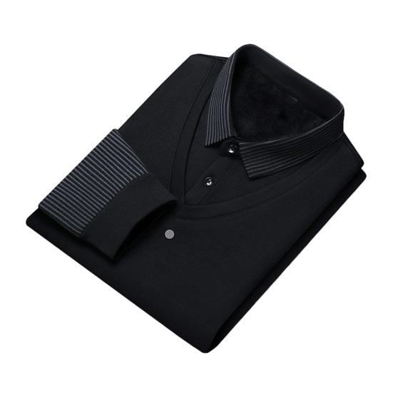 Galaiou Herfst Winter Heren Trui Nep Tweedelige Revers Gestreept Slim Fit Dik Pluche Warm Gebreid Zacht Trui met lange mouwen Formele Zakelijke Stijl Middelbare leeftijd XL zwart