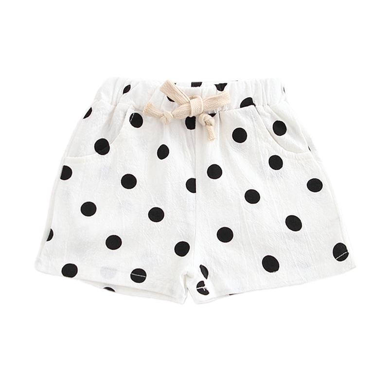 Selfyi Zomer kinderen baby meisjes stip print korte broek broek kinderen knielengte casual shorts 120 wit