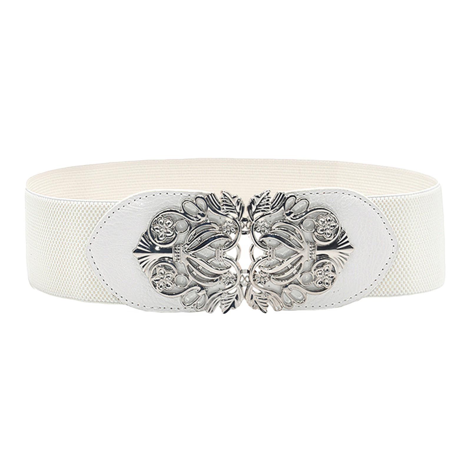 Long nose Damesmode Vintage brede elastische stretchgesp tailleband tailleband One Size wit