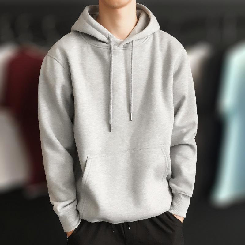 AI Supermarket Trendy sweatshirt met capuchon voor heren met fleecevoering - dikke pulloverjas voor herfst en winter, Koreaanse stijl L