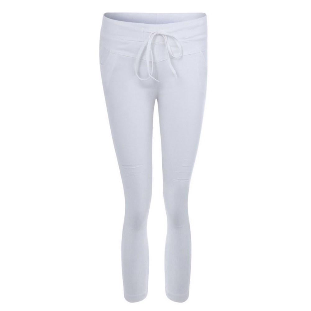 Acioa Dames legging met gat, gescheurde slanke stretchbroek met trekkoord XL