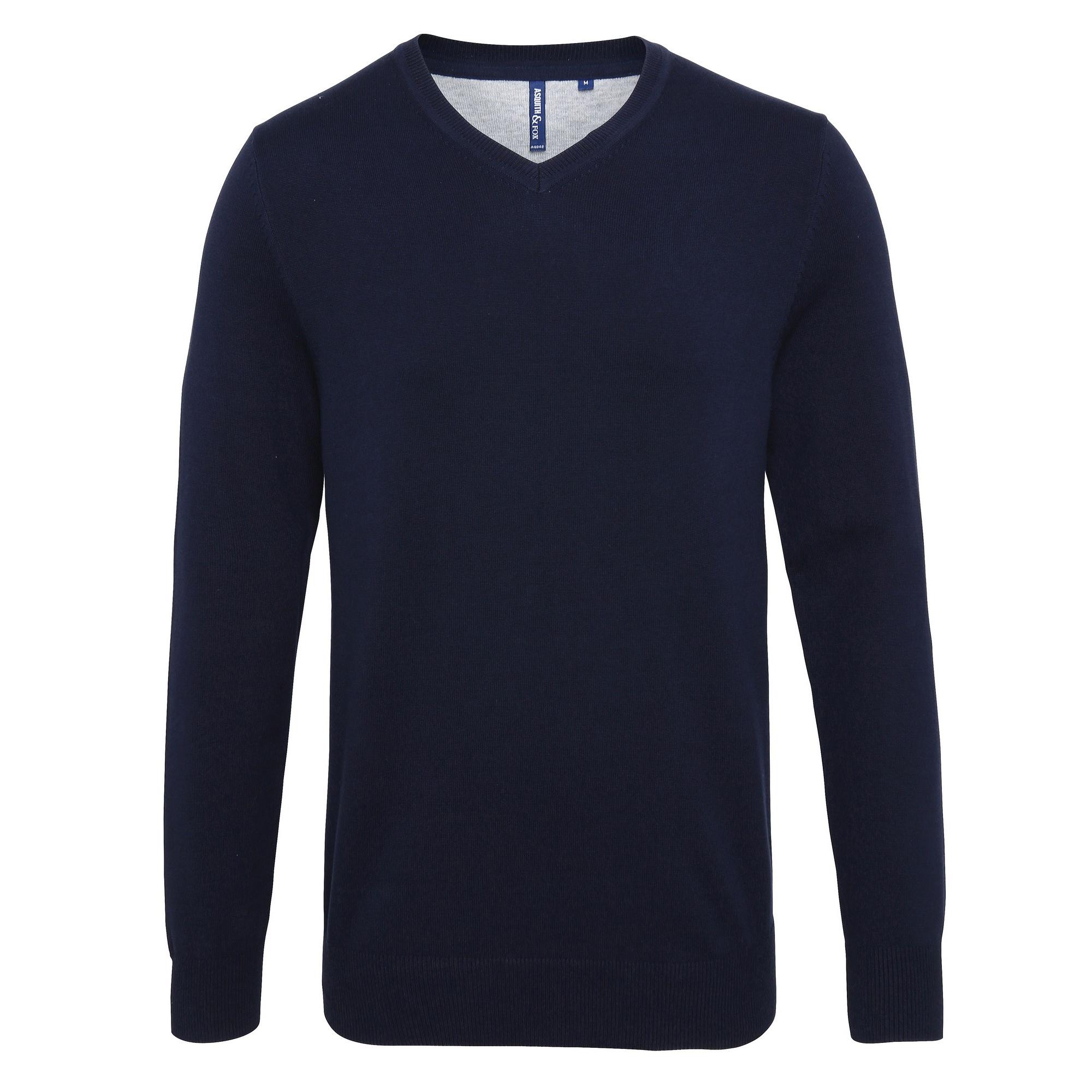 Asquith & Fox katoenrijke herensweater met V-hals S