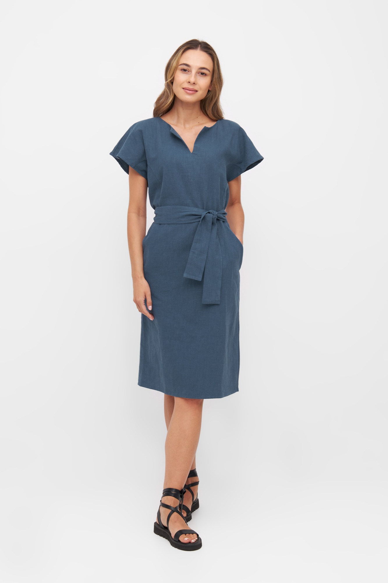 WiDDA Damen vegan Kleid Toni Blue
