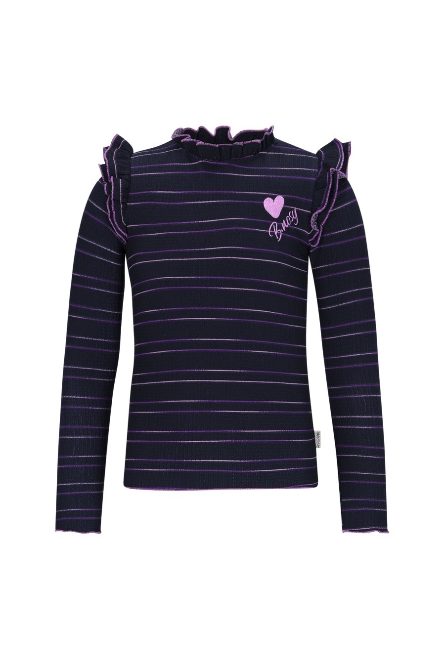 B.Nosy winter top meisjes - navy blauw/paars - Tonya - ruffles - gestreept