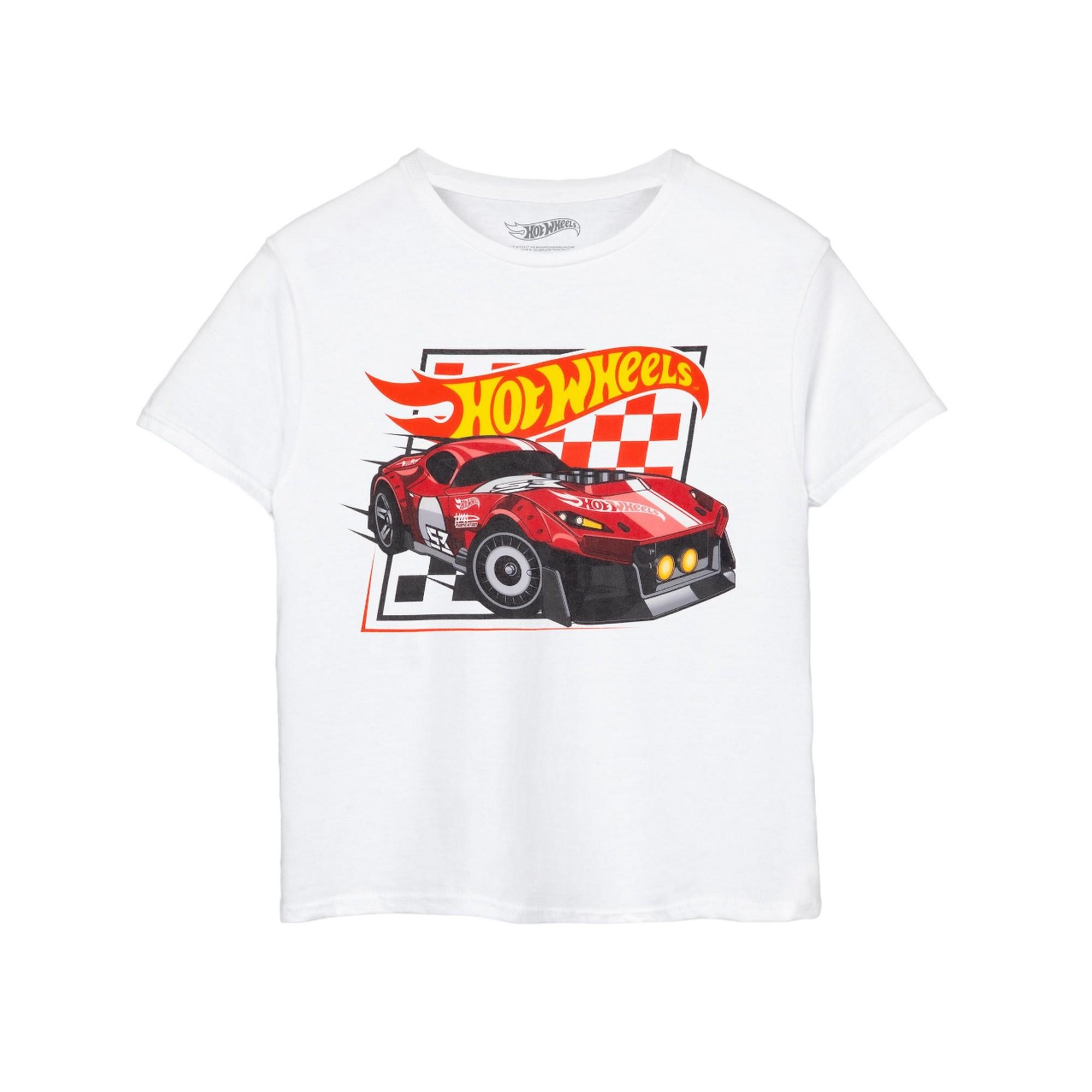 Hot Wheels jongens dambord T-shirt 9-10 Years wit
