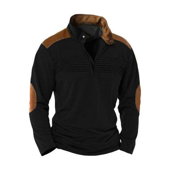 Western Cool Men Herfst Lente Heren Sweatshirt Kleur Bijpassende Patchwork Rits Opstaande Kraag Retro Trui Lange Mouw Zacht Ademend Halflange Heren Dagelijkse Top M