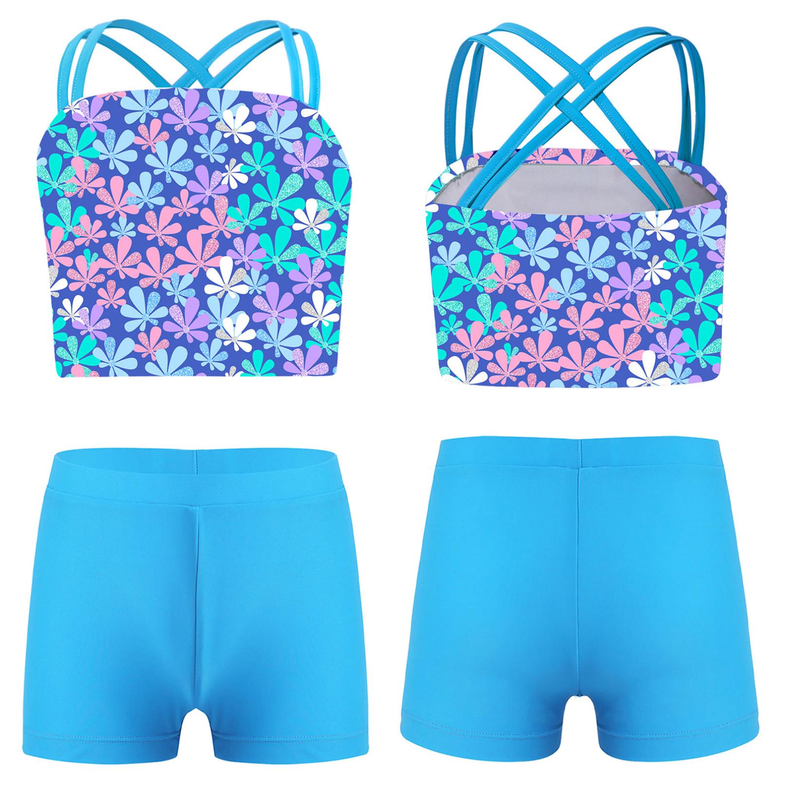 Manyakai Zwemkleding voor kinderen, meisjes, dubbele schouderbanden, tanktop met shorts voor zwemmen in het strandzwembad 11-12 Years
