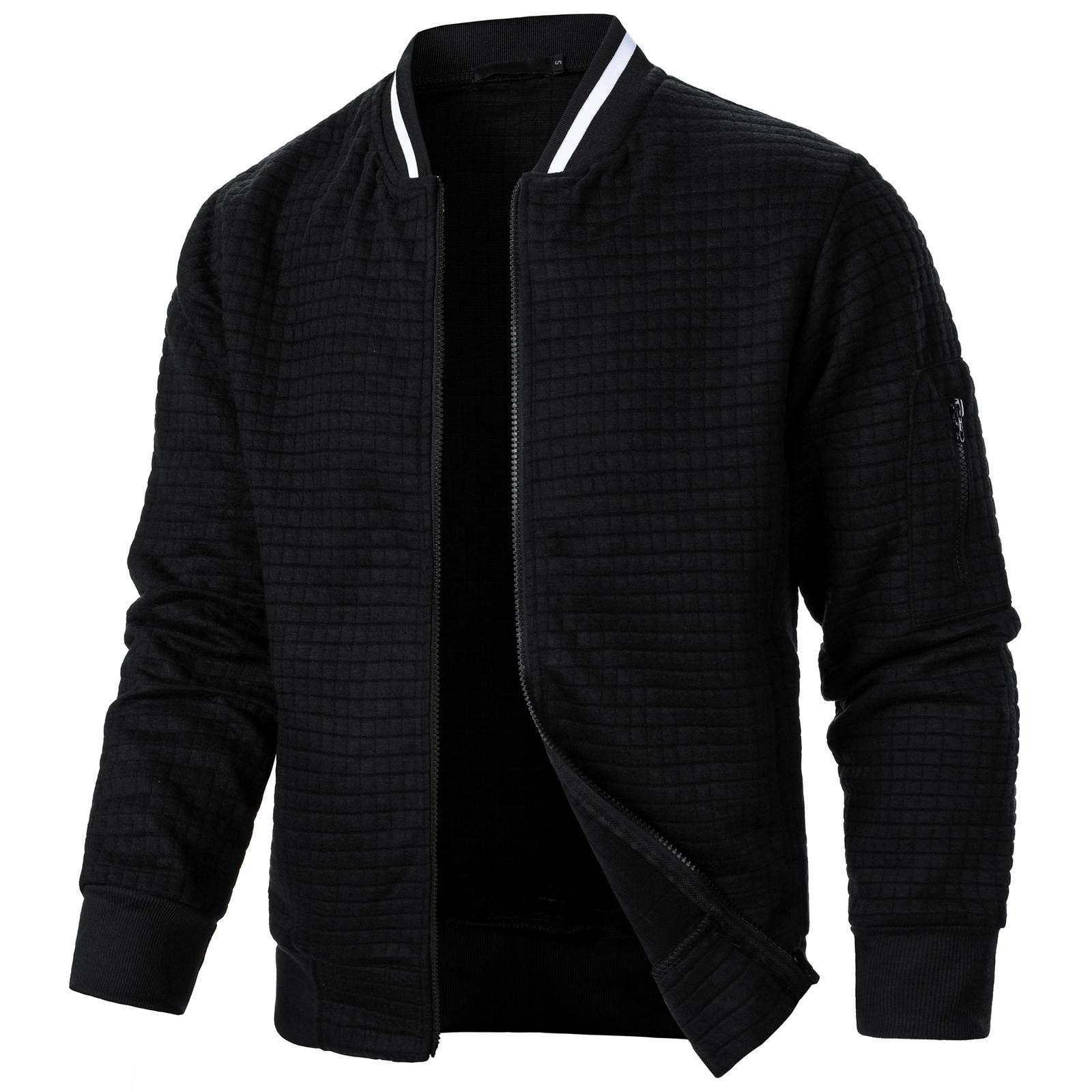 Yoghurt Heren Sweatshirt met rits, lange mouwen, modieuze casual trui met rits M zwart