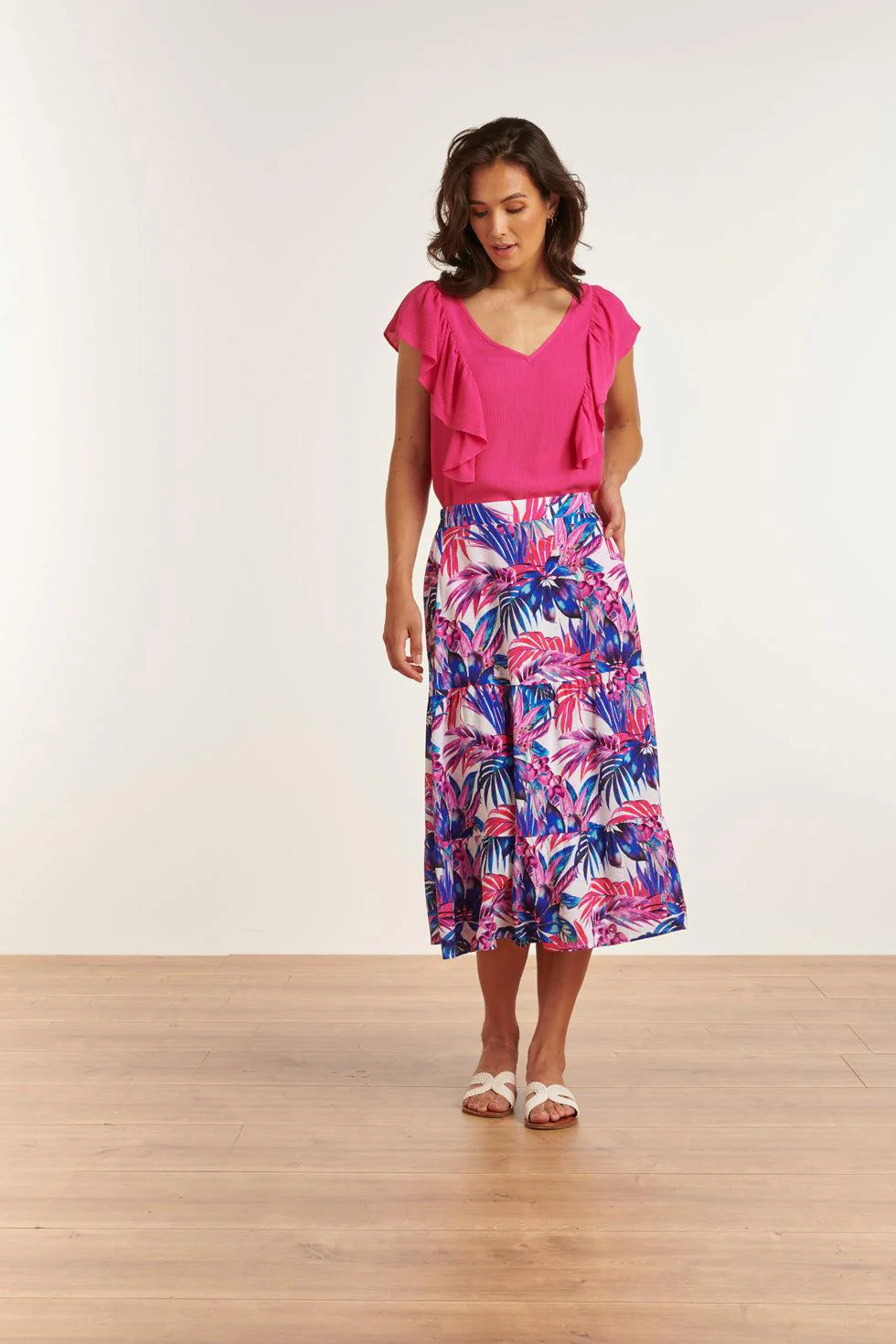 Smashed Lemon 23362 lange zomer rok met jungle printpaars |