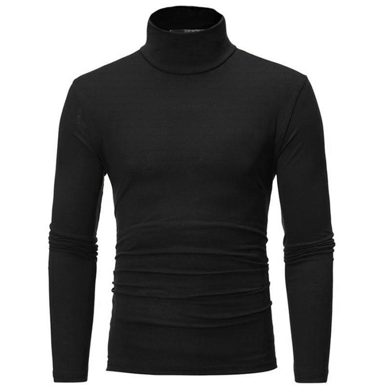 Single 2 Slanke gebreide coltrui voor heren, mode-T-shirt met lange mouwen, basisshirt S