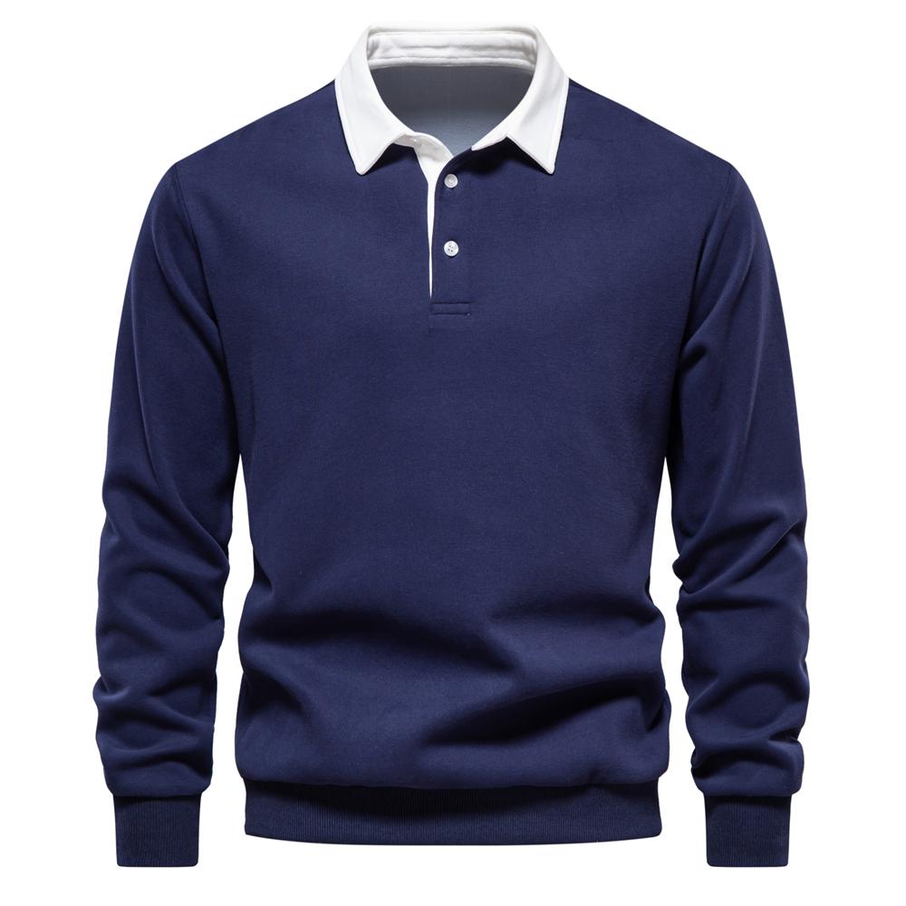 AIOPESON Men Fashion 2023 Nieuwe herfstmodeontwerp Polohals-sweatshirts voor heren Casual en sociale kleding Kwaliteit katoenen herensweatshirts XXL 95-105 kg