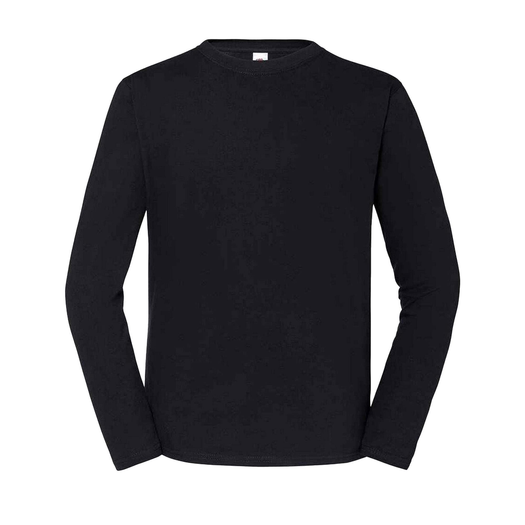 Fruit Of The Loom Mens Iconic Long-Sleeved T-Shirt L zwart