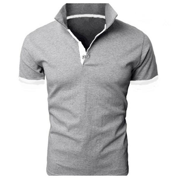 CoolJacket Herengarderobe Mode Polo's Zomer Heren Slim Lapel Effen Kleur T-shirt XXL lichtgrijze kleur