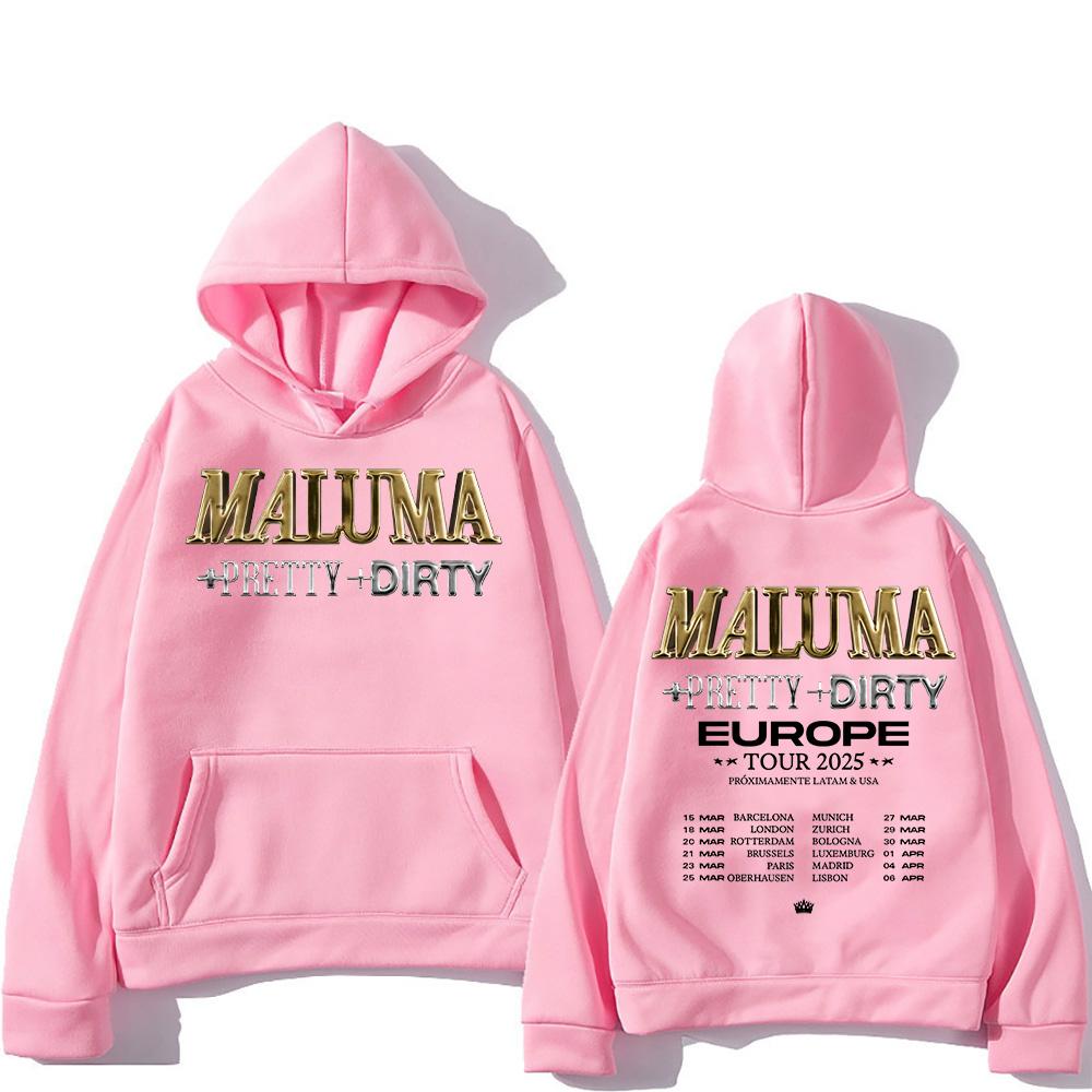 Trendy discount Maluma Europet Tour 2025 Print Hoodies Heren Hip Hop Mode Kleding Sweatshirts Mode Nieuw Unisex Truien Casual Streetwear L roze