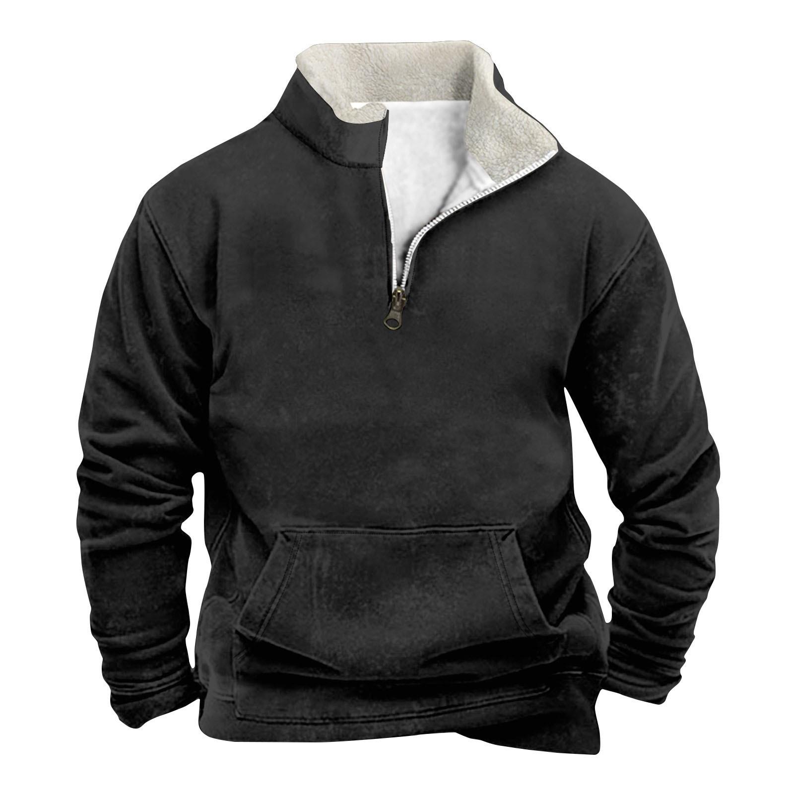 Wahaha123 Lente en heren staande kraag sweatshirt is outdoor casual truien tops XL zwart