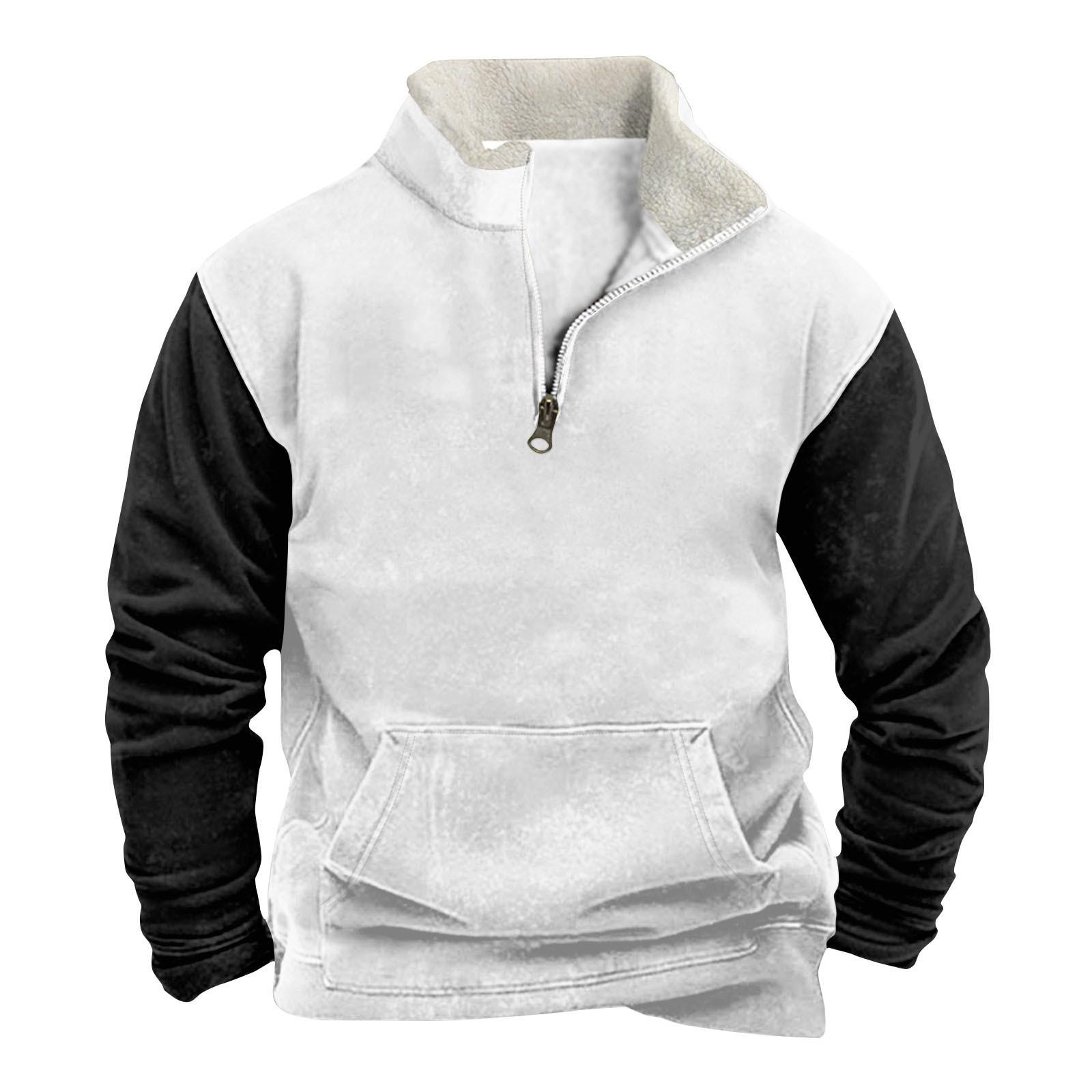 Wahaha123 Lente en heren staande kraag sweatshirt is outdoor casual truien tops XXXXL wit