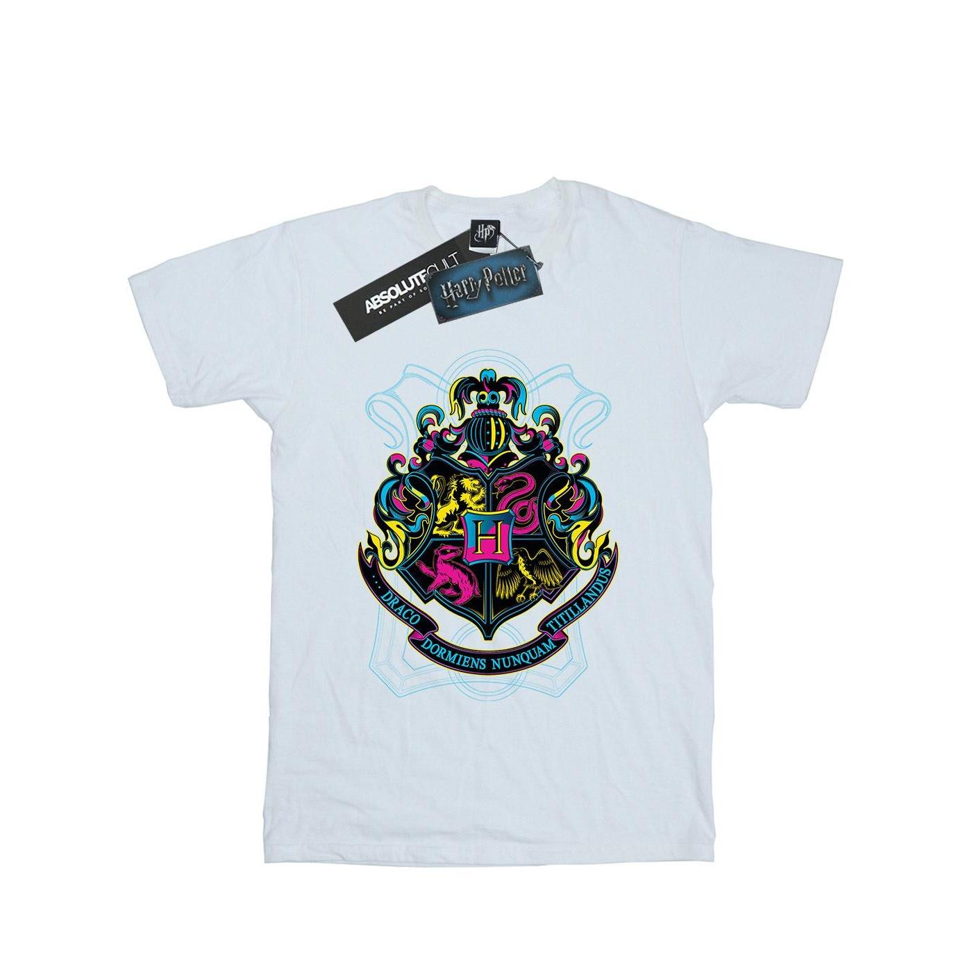 Harry Potter meisjes Neon Zweinstein Crest katoenen T-shirt 7-8 Years wit