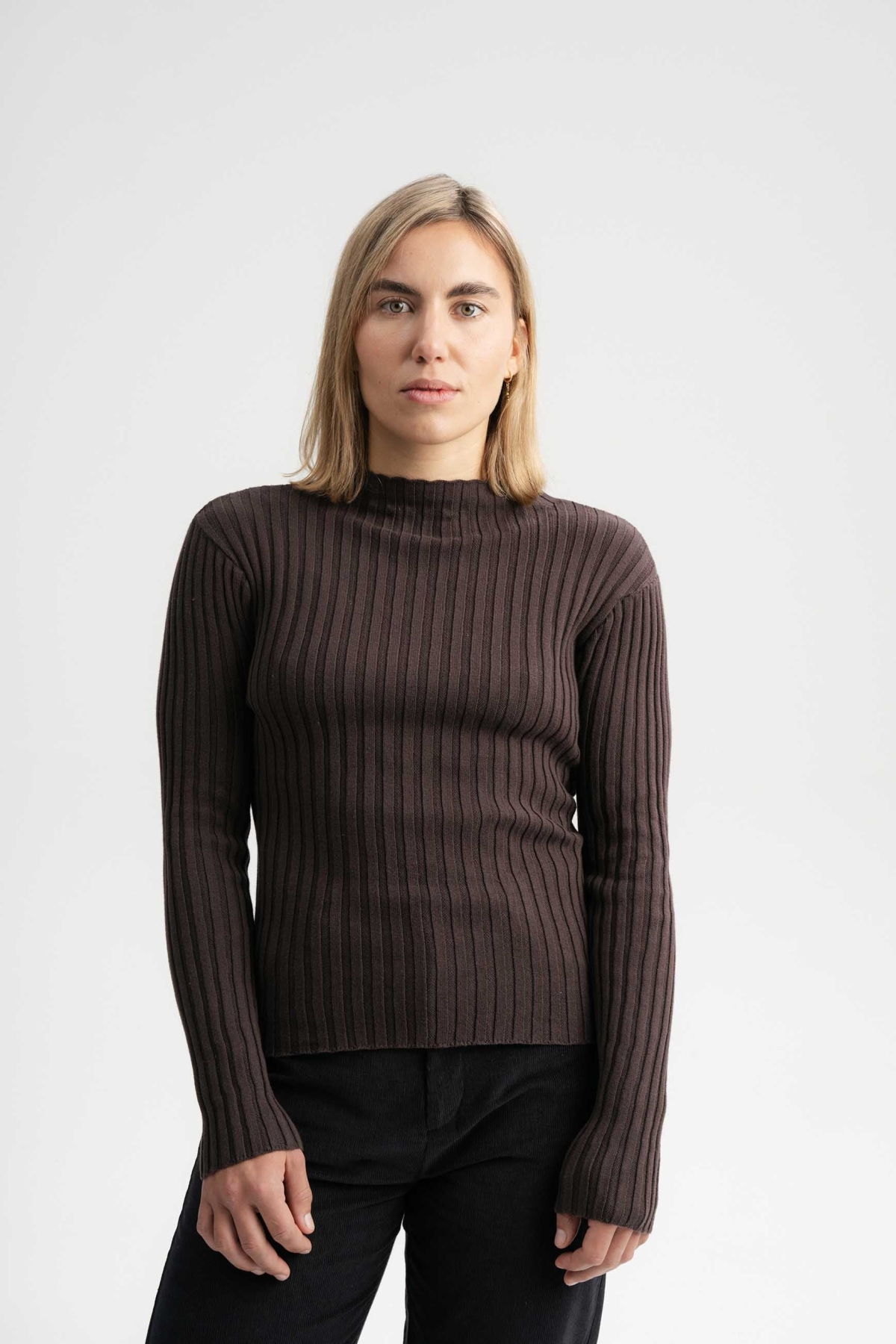 MELA Damen vegan Strickpullover Namari Dunkelbraun