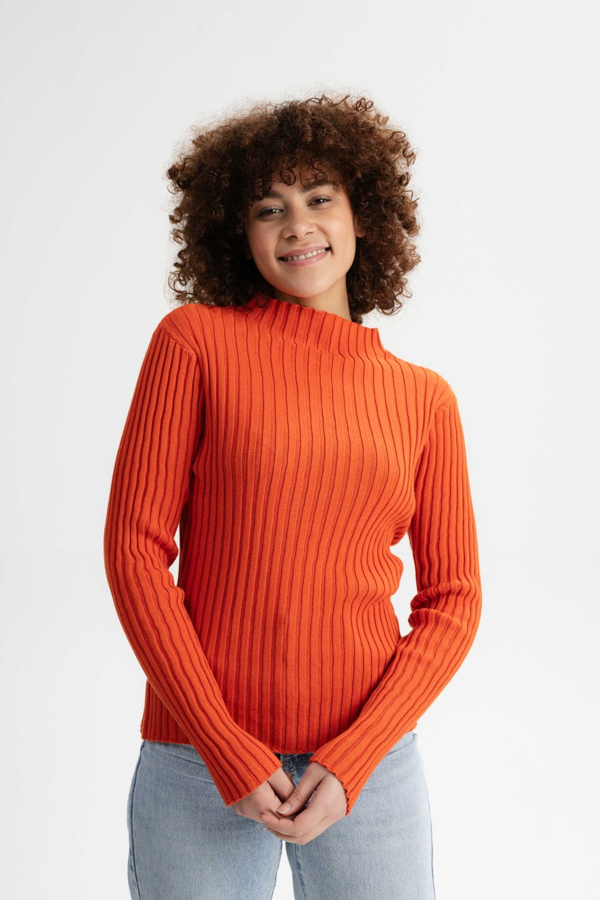 MELA Damen vegan Strickpullover Namari Orange Brick