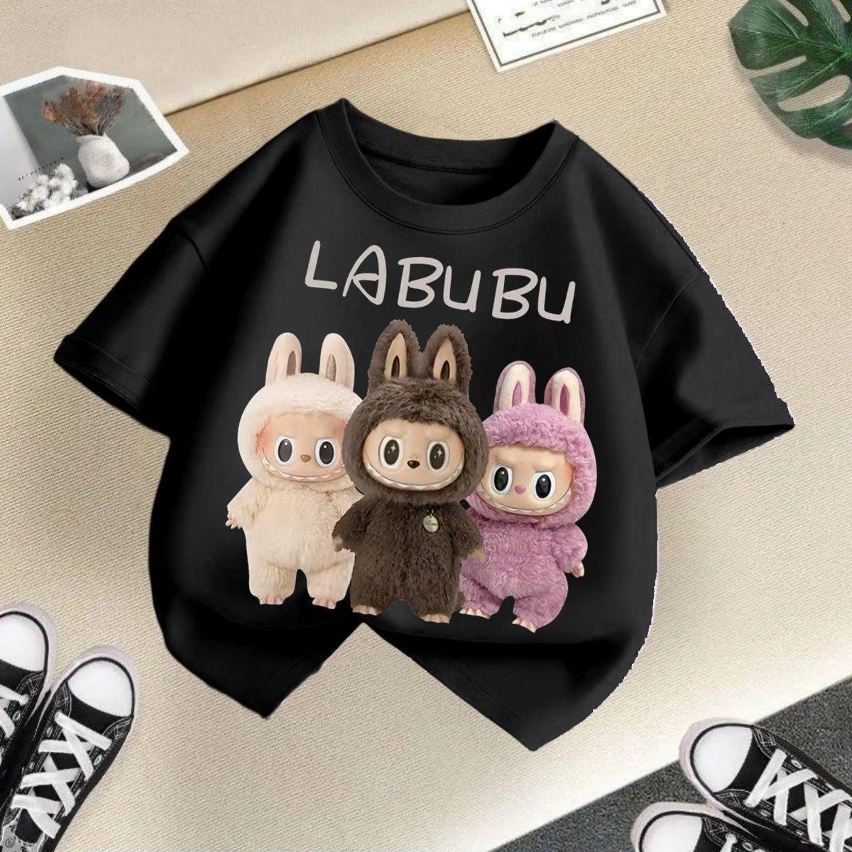 Molia Zomer Kinder Labubu Los T-shirt met Korte Mouwen voor Meisjes' Casual Tops 140cm