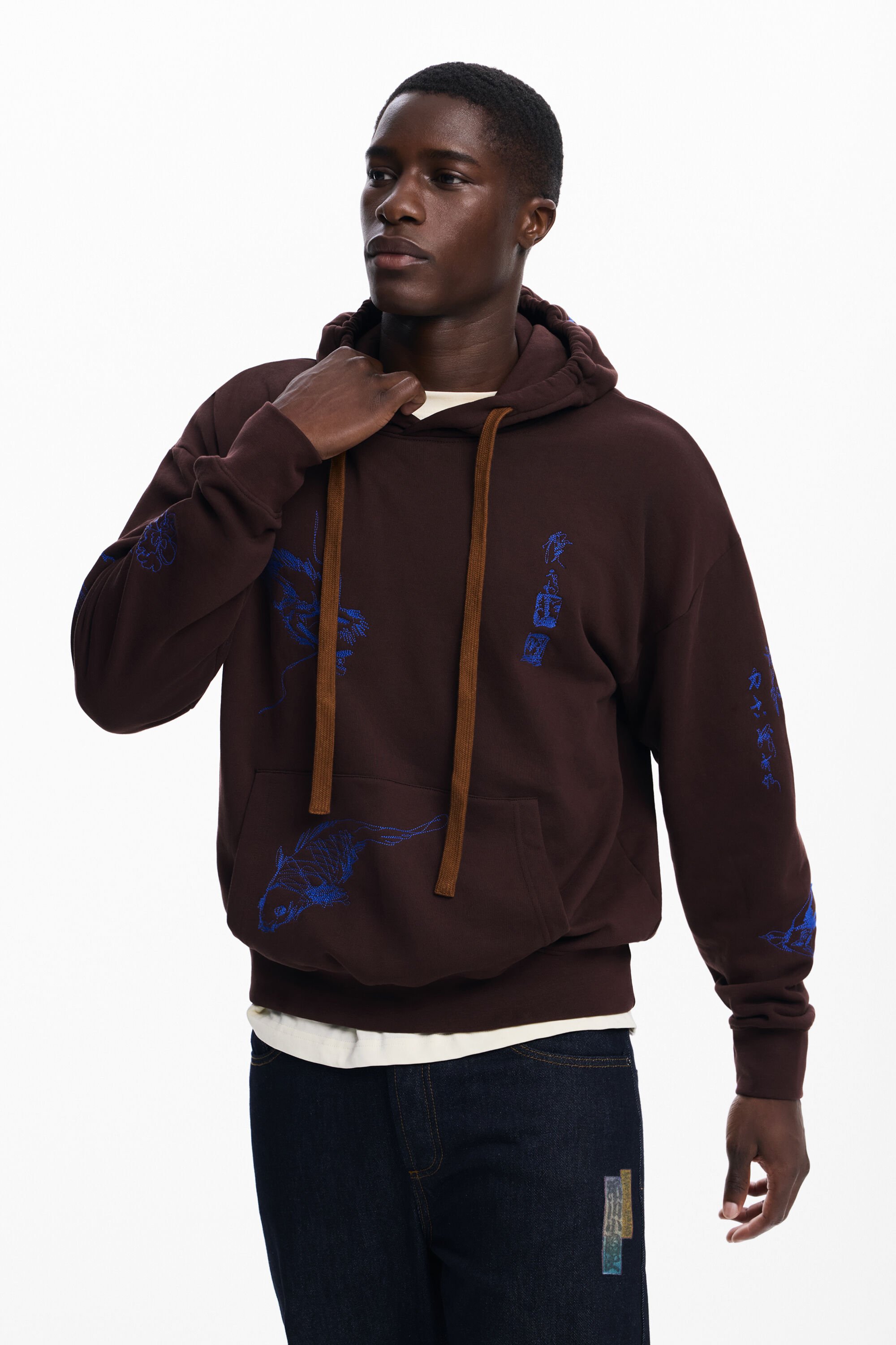 Desigual Sweatshirt met drakenkap - BROWN