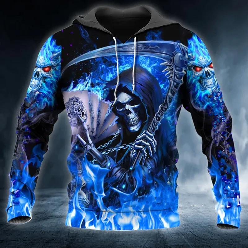 Explorer Outdoors Lente Herfst Herenkleding Viking Hoodies Sweatshirt 3D Print Skull Angel Streetwear Vintage Man Pullover Jassen met lange mouwen S