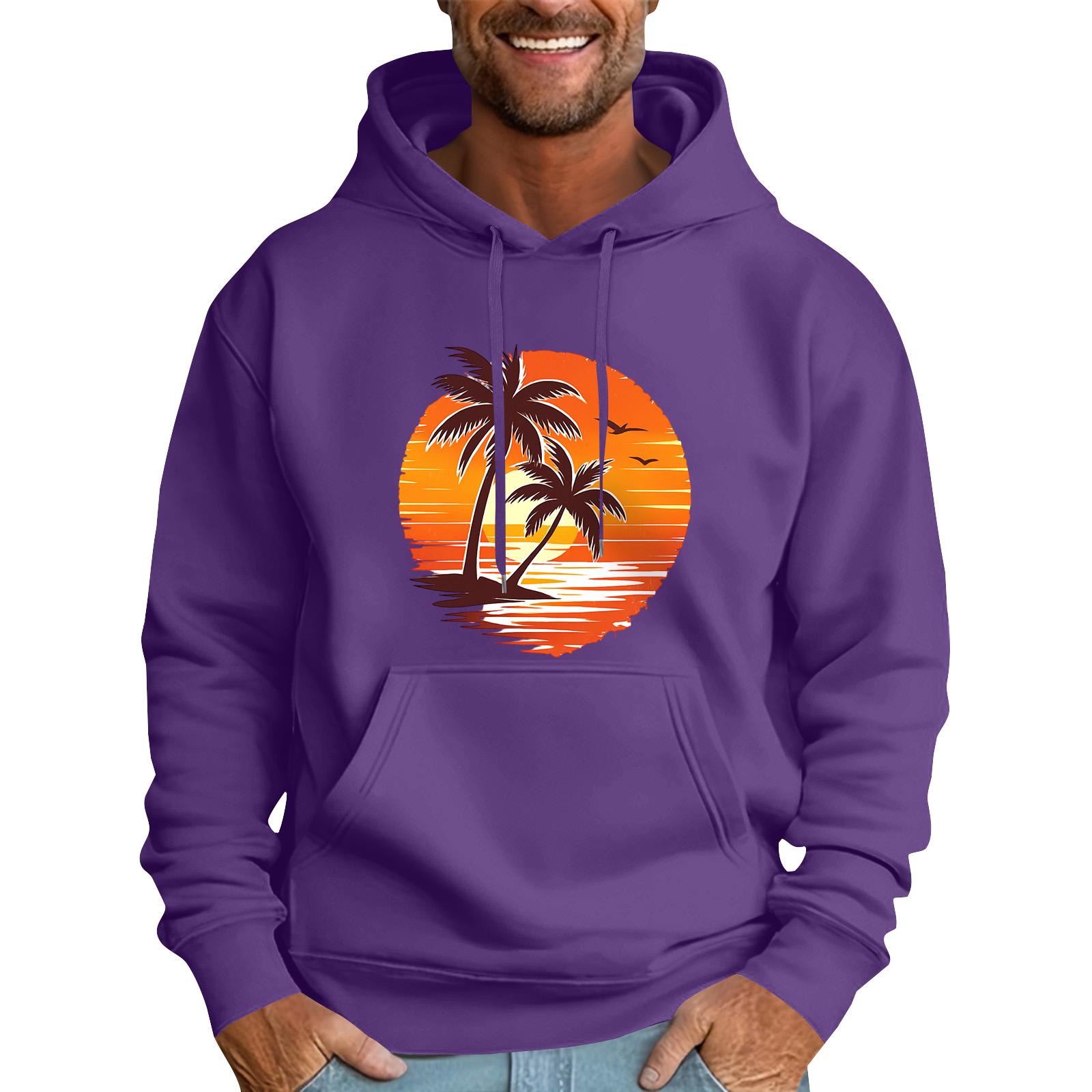 Master key Heren Losse Vlag Bedrukte Capuchon Sweatshirt Heren Casual Mode Sport Sweatshirt XXL paars
