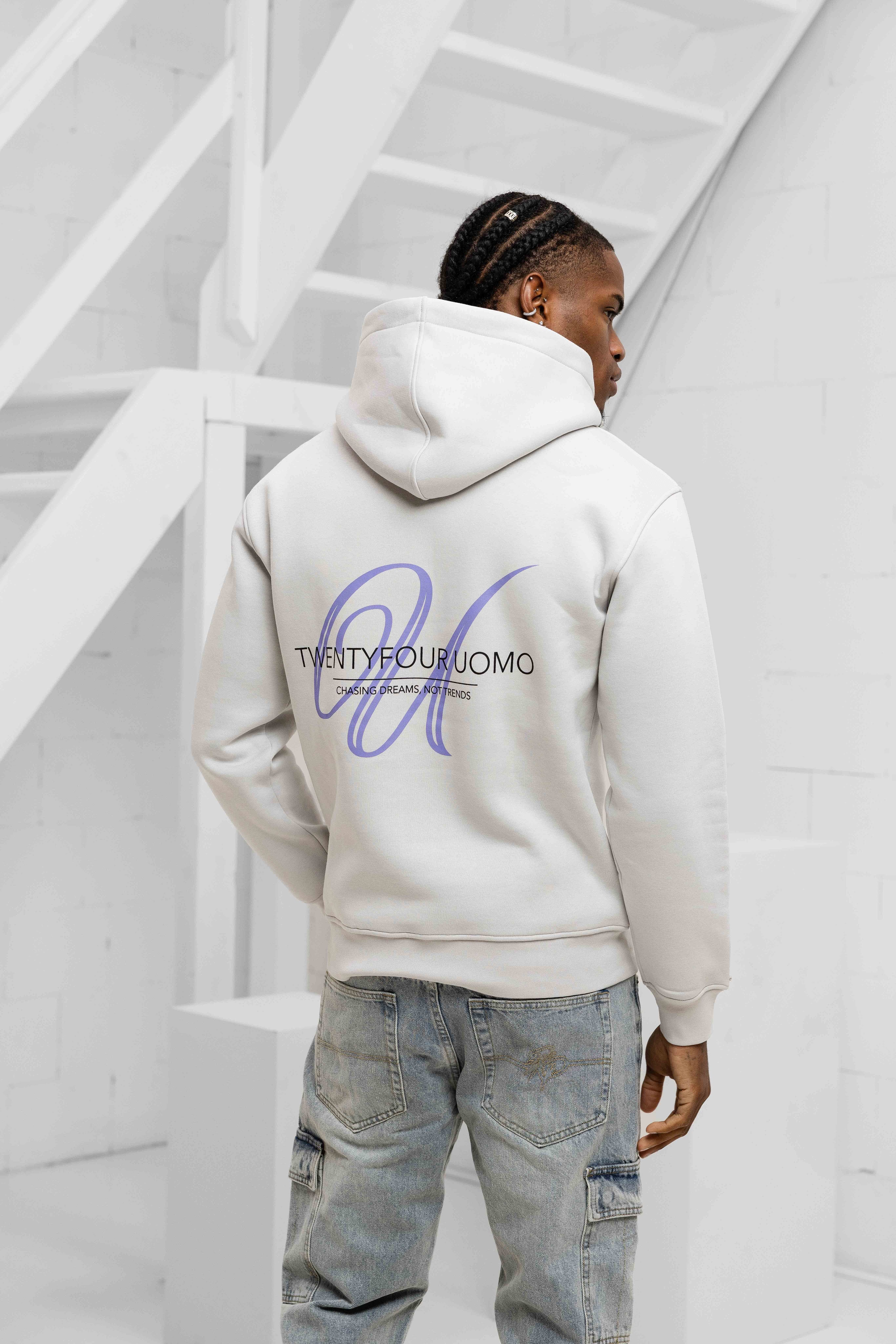 24 Uomo Initial Hoodie Mid Grey