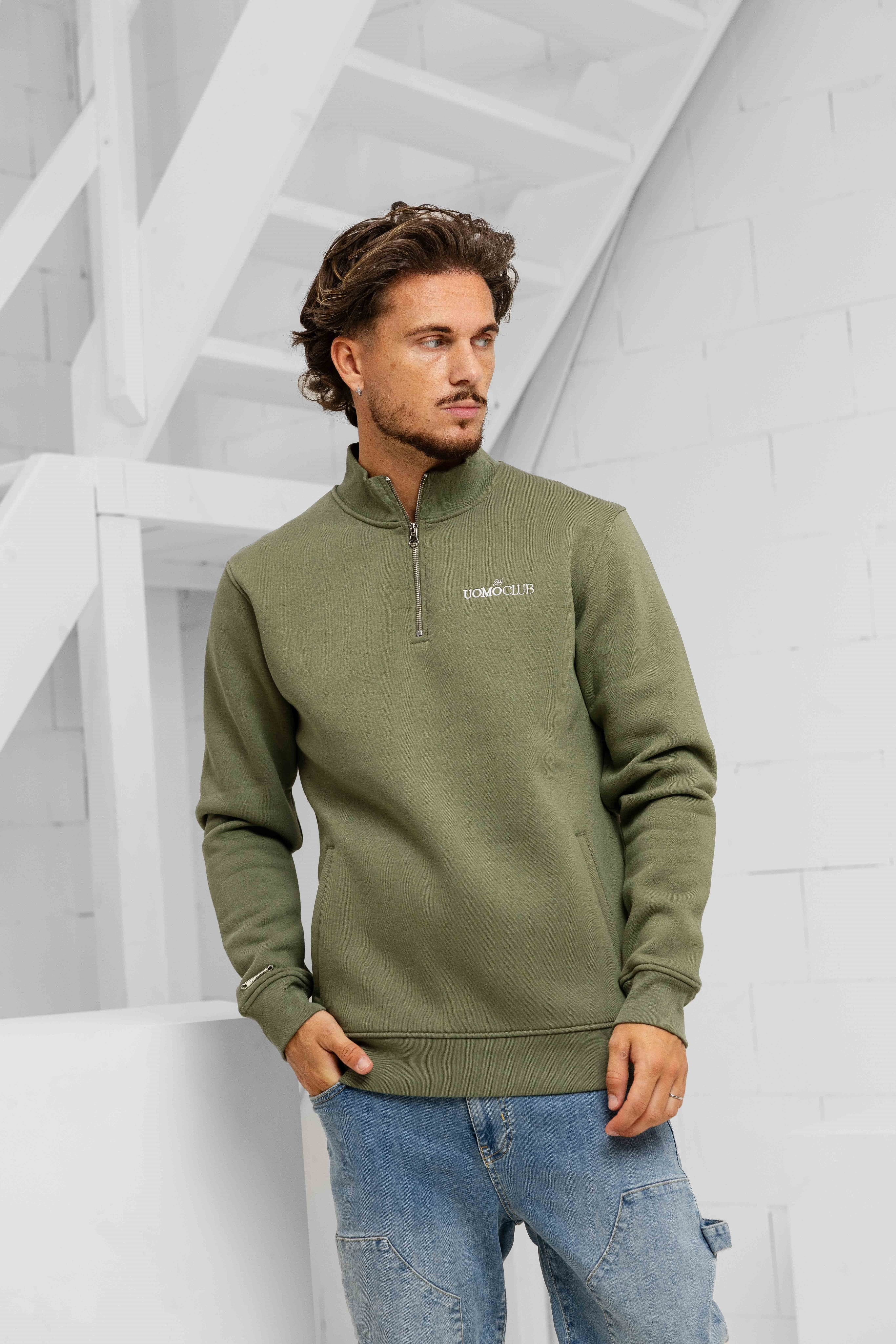 24 Uomo Club Half Zip Sweater Army