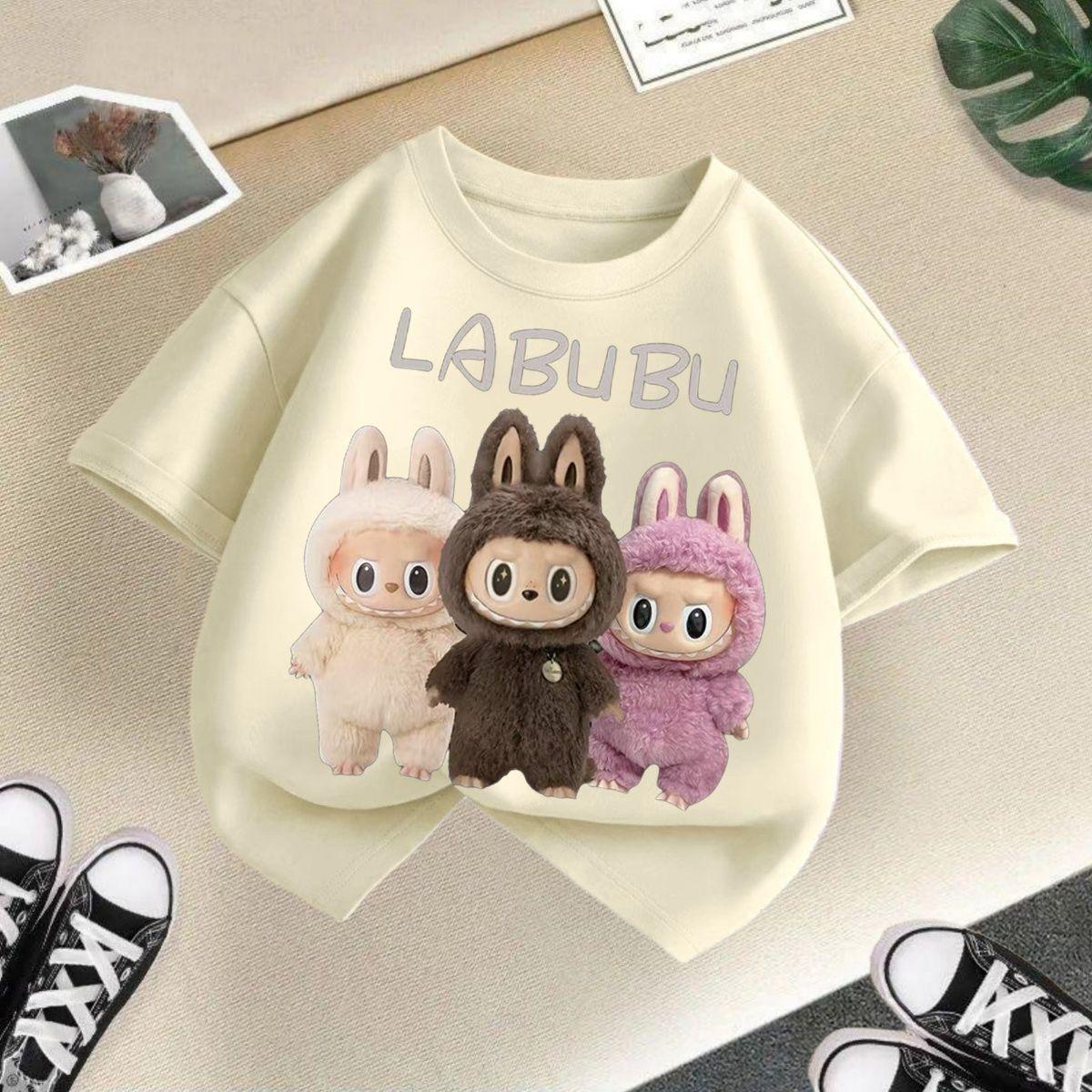 Molia Zomer Kinder Labubu Los T-shirt met Korte Mouwen voor Meisjes' Casual Tops 130cm