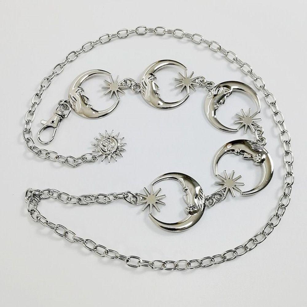 Dalabjng Metalen vintage hiphop stijl punk taille ketting maan ster tailleband dames riem jurk cummerbands zilver