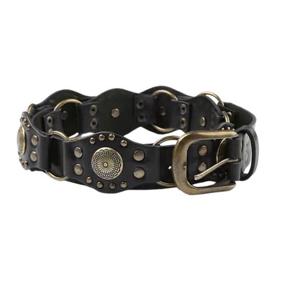 Joybox Cowboy Western Stijl Riem Denim Rok Kunstleer Tailleband Verstelbare Lengte Multi Gaten Ontwerp Bruine Brede Riem 110 cm zwart