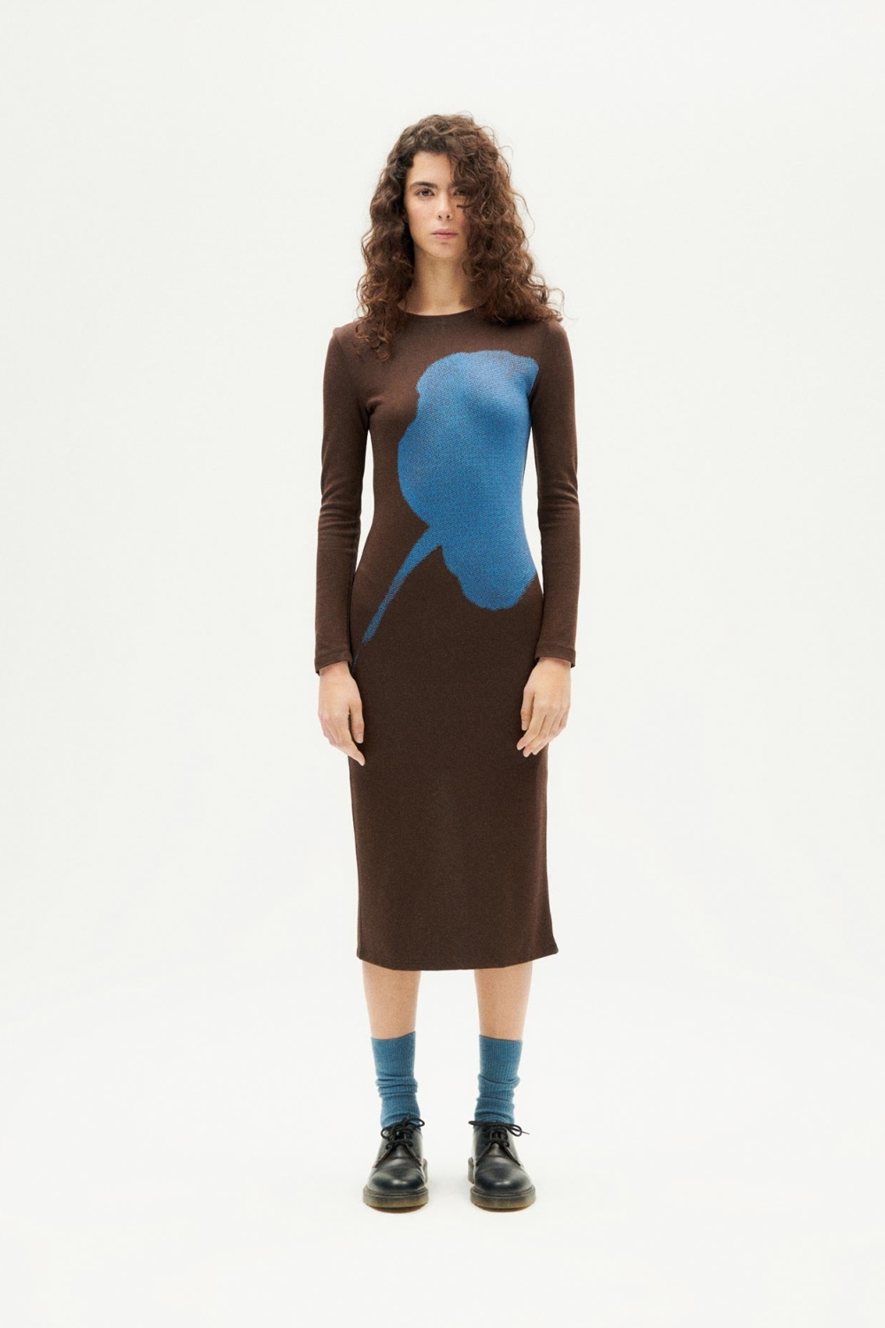 Thinking mu Damen vegan Kleid Helen Flower Brown