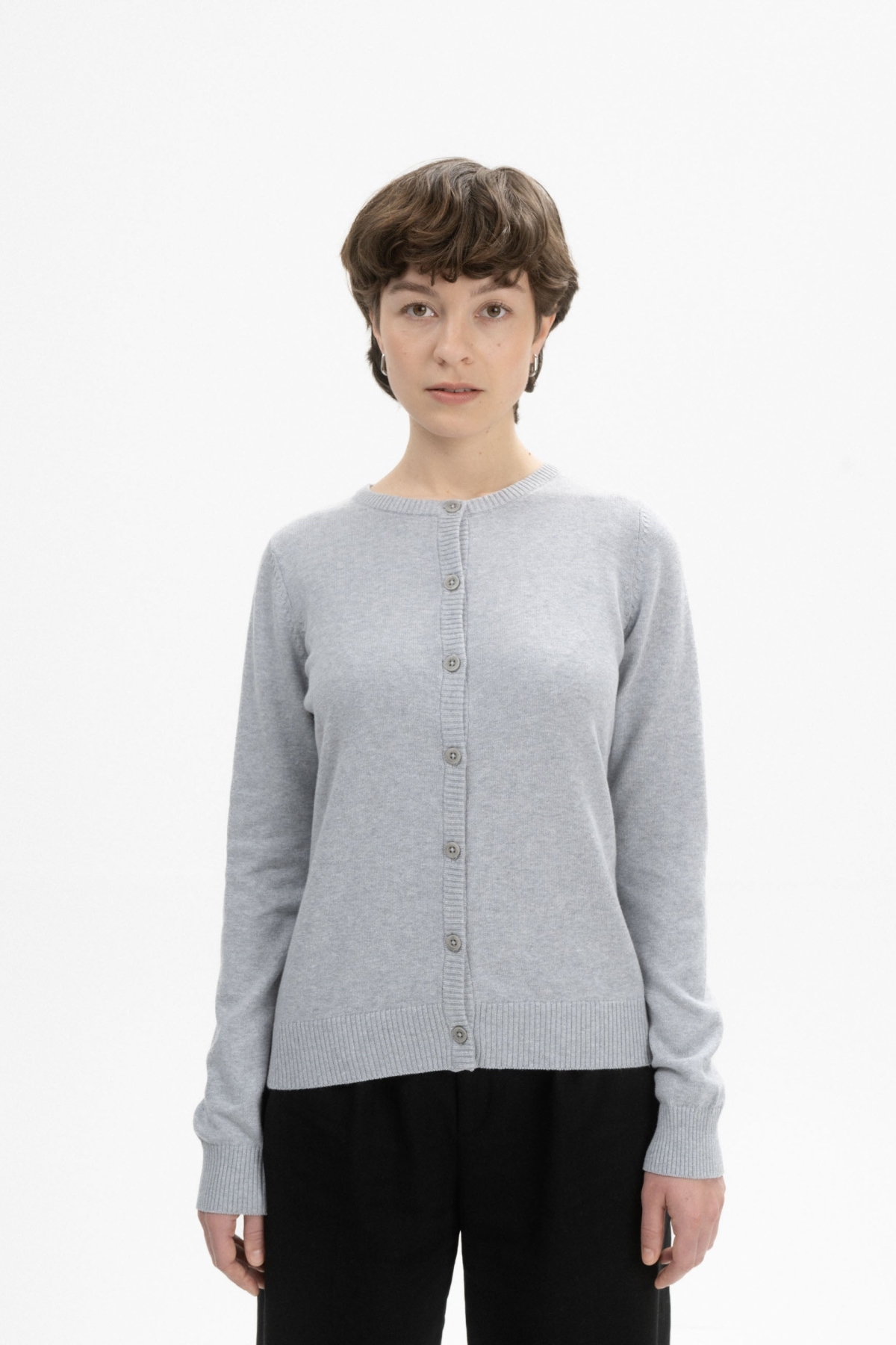 MELA Damen vegan Strickjacke Fine Nameen Grau nge