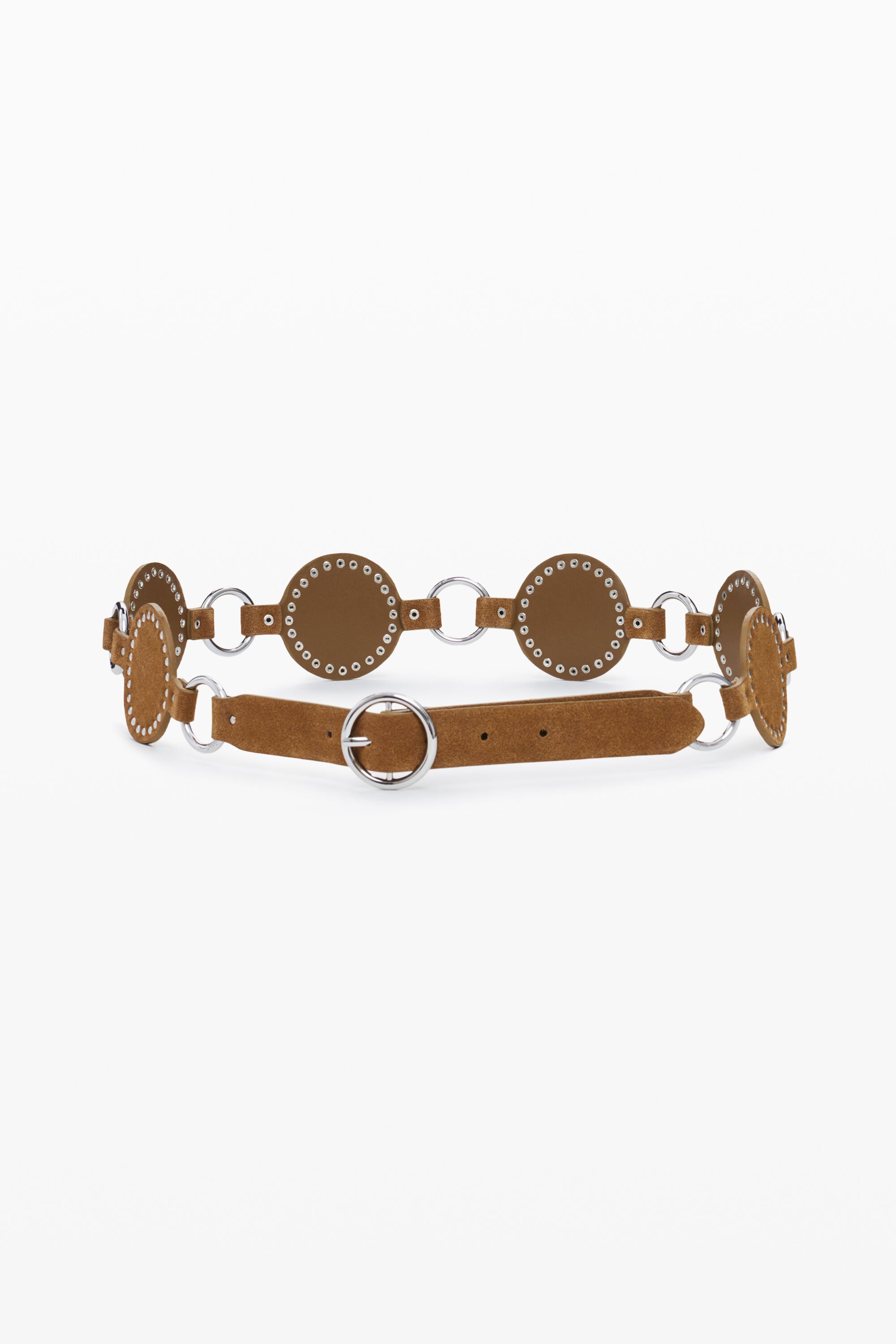 Desigual Gelede leren riem - BROWN