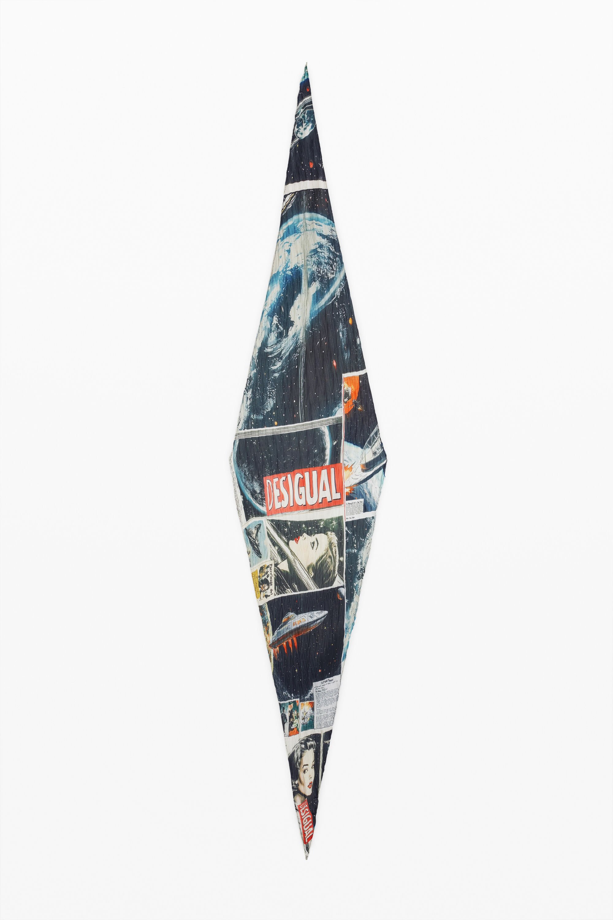 Desigual Verfrommeld collage sjaaltje - BLACK