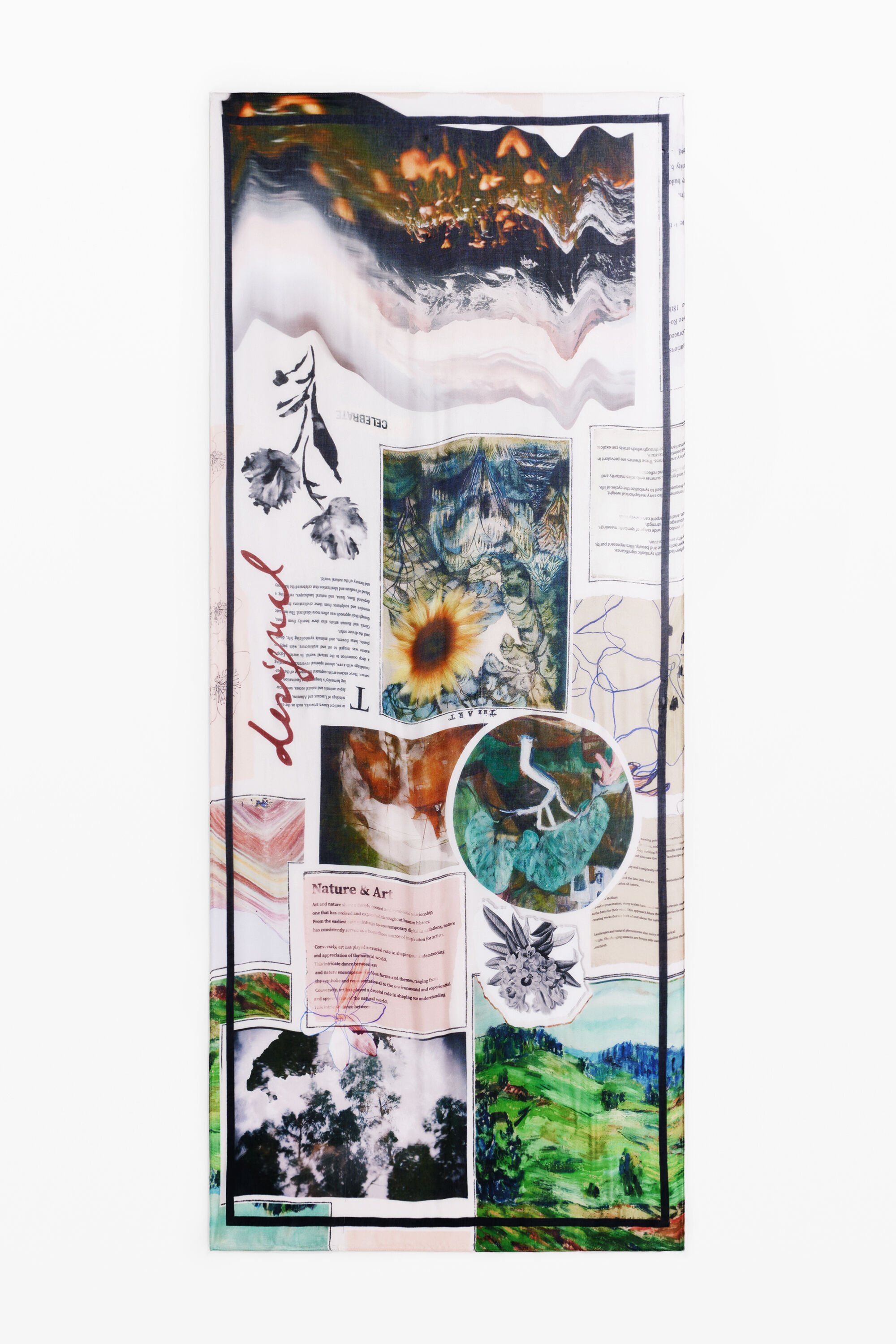 Desigual Rechthoekige collage sjaal - MATERIAL FINISHES