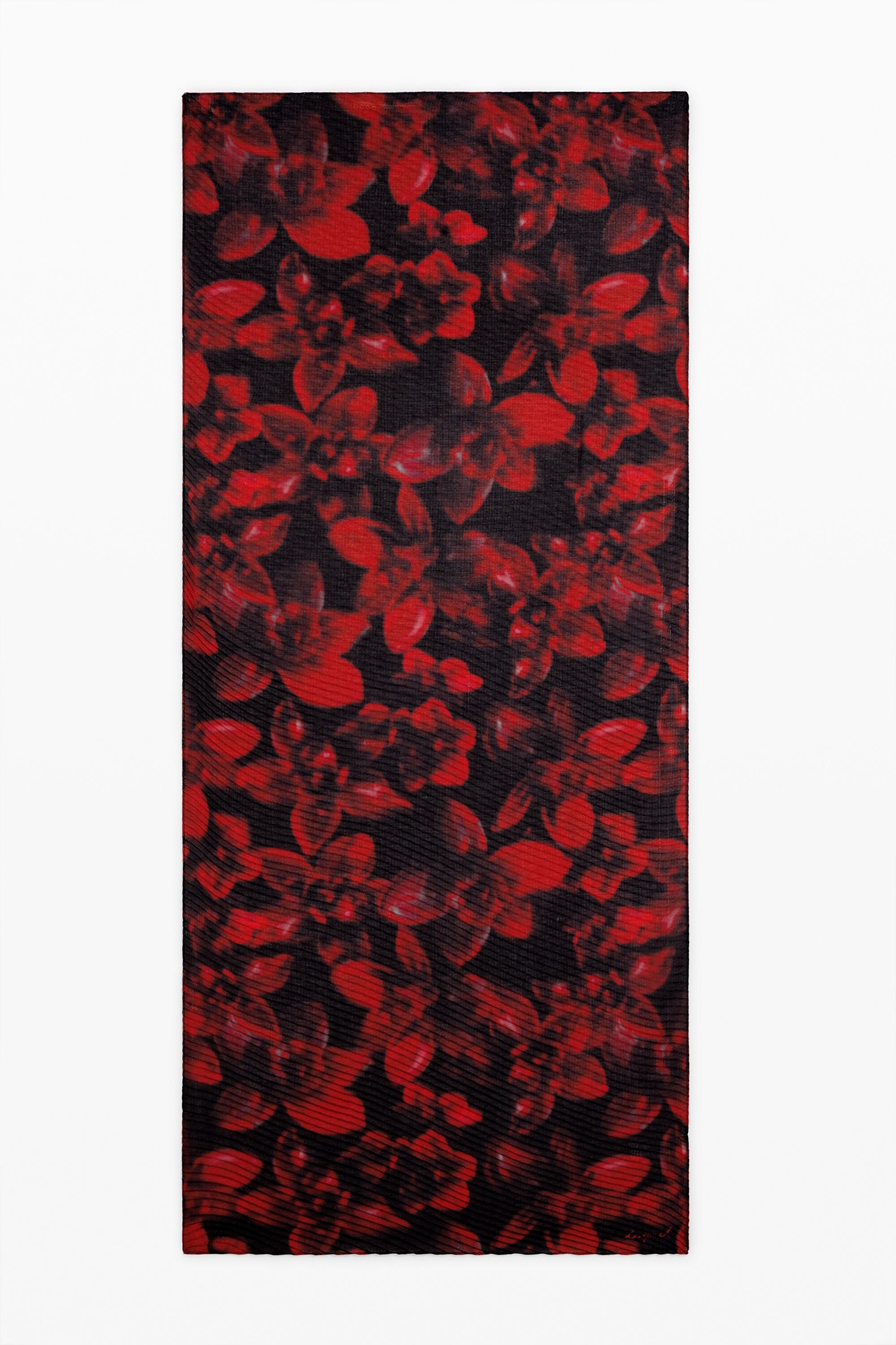 Desigual Rechthoekige sjaal met rode bloemen - BLACK