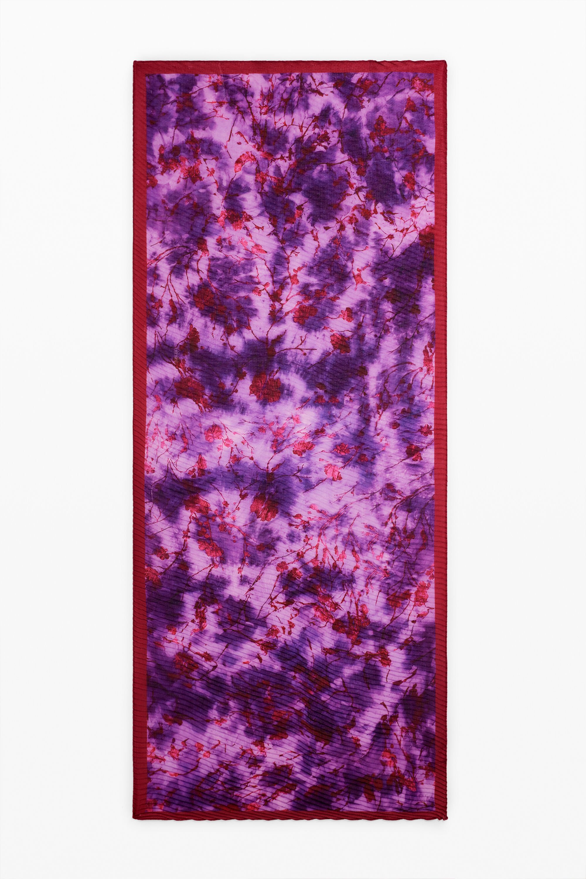 Desigual Kreukelige rechthoekige bloemen sjaal - RED