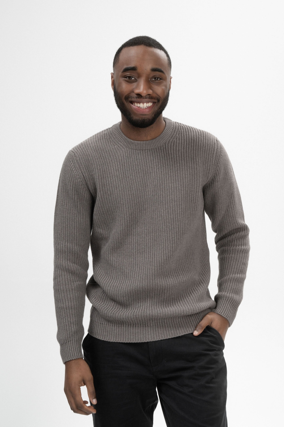 MELA Herren vegan Strickpullover Ravi BÃ¤r nge Graubraun