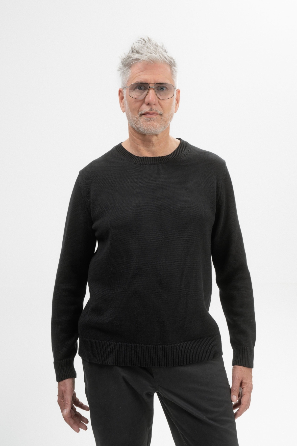 MELA Herren vegan Strickpullover Charun Schwarz