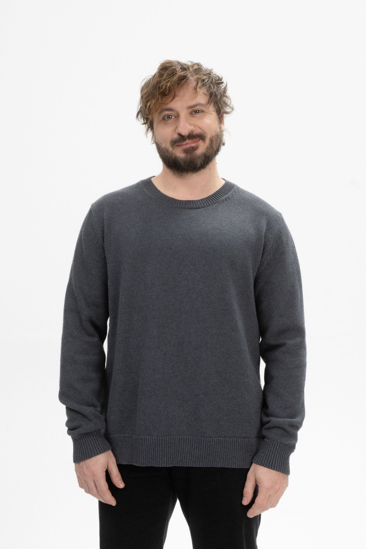 MELA Herren vegan Strickpullover Charun Anthrazit nge